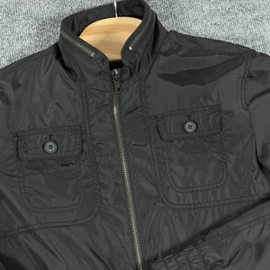 INC International Concepts Jacket Mens Small Black Nylon Bomber Full Zip Pockets - Picture 1 of 14