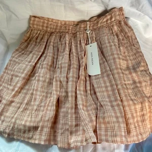 Mon Renn Anthropologie Lola Mini Skirt NWT Large 12 Pink Plaid - Picture 1 of 11
