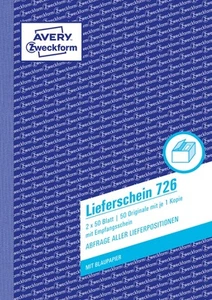 AVERY Zweckform 726 Lieferschein mit Empfangsschein (A5, 2x50 Blatt, mit 1 Blatt - Bild 1 von 6
