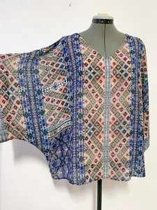 Diana Ferrari kaftan top size S chiffon fabric, jersey Singlet underneath - Picture 1 of 10