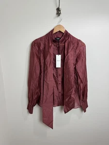 Me+Em Pussybow Blouse Top Pink Size 8 Dark Rose Shirt + Cami - Picture 1 of 11