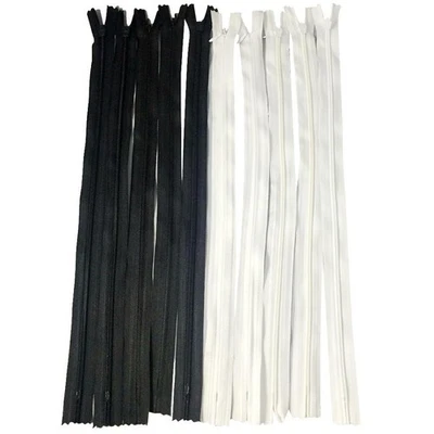 10 Pieces White Black Invisible Nylon Closed End Zip Zippers for Sewing 40cm - Image 1 of 4