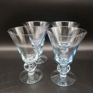 Seneca Ingrid blaue Wasserkelche 4er Set mundgeblasene Kristall 5,5" Vintage - Bild 1 von 12