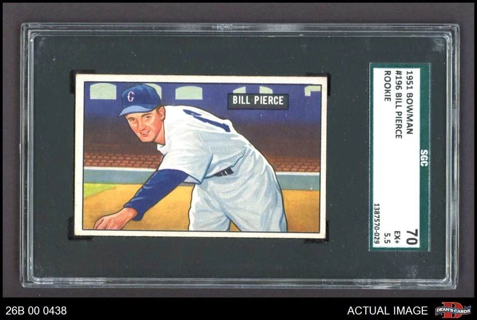 1951 Bowman #196 Bill Pierce White Sox RC SGC 5.5 - EX+ - Image 1 of 1
