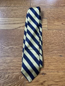 BROOKS BROTHERS Boy's/Youth Necktie Designer Stripe Yellow Navy - Picture 1 of 3