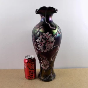 Pallme Konig Art Glass Vase Bohemian Art Nouveau 14.5" Tall VGC Iridescent - Picture 1 of 7