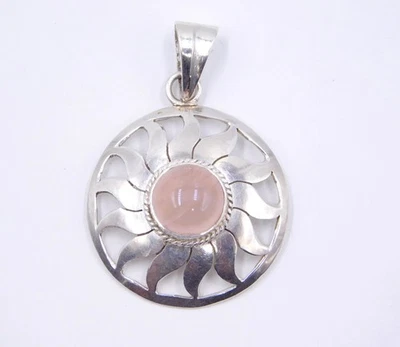 Pendente Jali In Quarzo Rosa Naturale In Argento Sterling 925 S- 1.85" M-5659 - Immagine 1 di 4