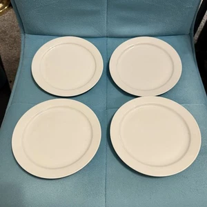 White Dessert Plates Set Of 4 Porcelain Restaurant Ware - Picture 1 of 5