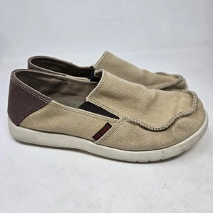 CROCS Santa Cruz Shoes Loafers Youth Kids Boys J4 Slip On Tan Brown 204025 - Picture 1 of 8