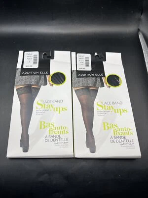 Addition Elle Lace Band Stay Ups Thigh High Stockings Size A Black 2 Pair - Image 1 of 4