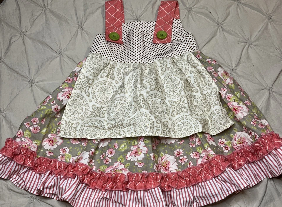 Vestido Delantal Persnickety Talla 12-18 Meses Patrón Mixto Foto 1 de 4