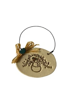 Longaberger Christmas Snowman Wishing You Merry Christmas  Ceramic Basket Tie-On - Picture 1 of 1