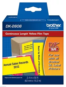 Película amarilla continua Brother DK2606 2-3/7" para impresoras de etiquetas QL1060, QL-1060N - Imagen 1 de 1