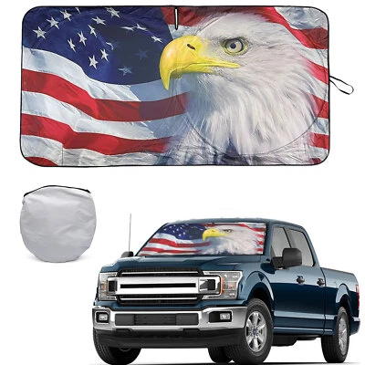Parabrisas plegable bloque UV para camioneta Ford F-150 Eagle bandera de Estados Unidos Patriot Foto 1 de 4