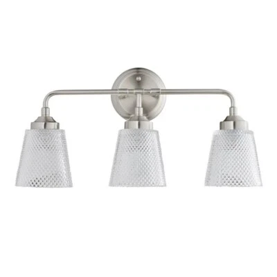 Luz de baño Varaluz Westport 20" con pantalla de vidrio gofre reciclado níquel cepillado Foto 1 de 4