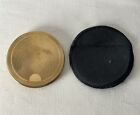 Vintage Brass Make Up Mirror Compact Engravable Design + Black Cloth Pouch