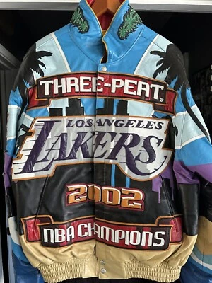 AUTHENTIC JEFF HAMILTON LA LAKERS THREE-PEAT KOBE & SHAQ LEATHER JACKET 2002! - Image 1 of 4