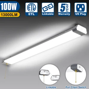 2Pcs LED Ceiling Light Fixture 100W LED Utility Shop Light Workbench Garage Lamp - Picture 1 of 12