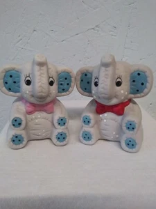Vintage Elephant Salt & Pepper Shakers Looks Like Stuffed Animals Porcelain NEW - Picture 1 of 5