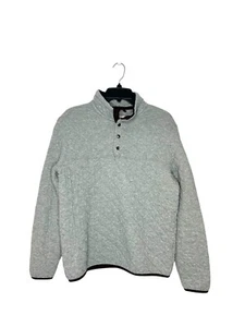 Merona Womens 1/4 Snap Quilted Pullover Sweatshirt Sz M Gray Cotton Cozy - Picture 1 of 6