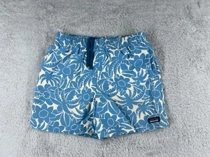 Patagonia Shorts Girls Extra Large Blue Floral Baggies Lined 100% Nylon Gym Run - Picture 1 of 17