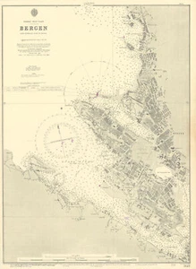 Bergen, Norway. ADMIRALTY sea chart city plan 1888 (1955) old vintage map - Picture 1 of 1