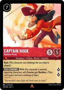 X4 CAPTAIN HOOK - Ruthless Pirate (Playset) Rare #107 EN 1 Lorcana FIRST CHAPTER - Picture 1 of 3