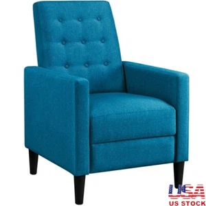 Modern Push Back Recliner Chair Tufted Fabric Easy Assembly Indoor Use Blue New - Picture 1 of 9
