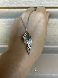 Mikimoto pearl pendant necklace silver /sterling silver 7mm/16” - Picture 1 of 6