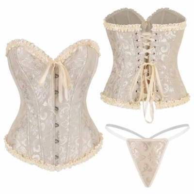 Mujeres Brocado Deshuesado Sobre Busto Corsé Bustier Top Cintura Entrenamiento Ajustador Talla Grande Foto 1 de 4