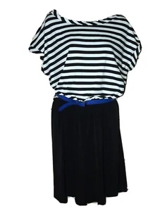 TIANA B sz M Black White Elastic Waist NEW Stretch SHORTS JUMPER BELT medium - Picture 1 of 3