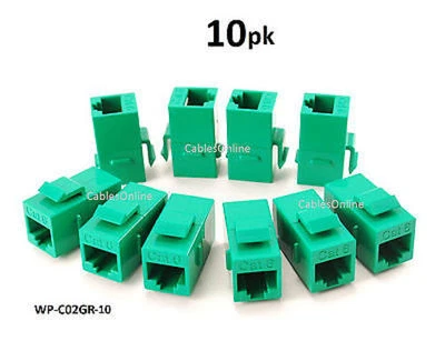 10-PACK CAT6 Female/Female RJ45 Ethernet Green Keystone Jack Coupler, WP-C02GR - Image 1 of 2