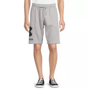 NWT Under Armour Light Gray Men's UA Rival Fleece Big Logo 10" Shorts M - Picture 1 of 7