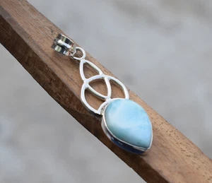 Colgantes hechos a mano de plata de ley 925 natural de diseño de larimar/pectolita PL-6 - Imagen 1 de 6