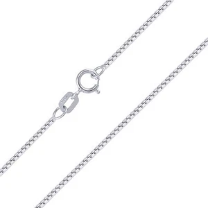 10K Solid White Gold Box Necklace Chain 0.8mm 16-24" - Polished Link Women Men - Picture 1 of 2
