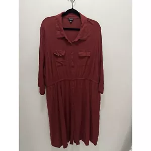 Torrid Hemdblusenkleid Midikleid mit Knopfleiste Rot Größe 2 - Bild 1 von 9