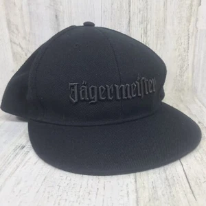 Jagermeister Black Fitted Cap Hat Size M/L Embroidered SpellOut 85%Cotton15%Wool - Picture 1 of 8