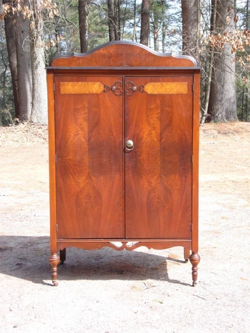 Vintage Art Deco Walnut Chifferobe Wardrobe Armoire Hall Foyer Coat Closet Cover