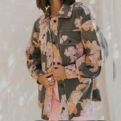 Free People We The Free Printed Ruby Jacket In Charcoal Combo SZ. M, L NWT - Image 1 of 4