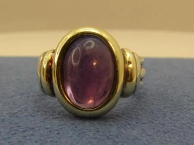 Anillo David Yurman Cabujón Amatista Ovalado Plata de Ley y 14K Talla 7.5 Foto 1 de 4