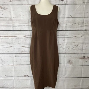 Robbie Bee Polyester/Polyester Blend Scoop Neck Dress Brown Women's Size 12 Used - Picture 1 of 12