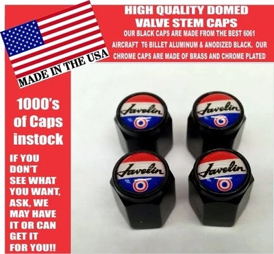 AMC Javelin Tri Color American Motors Black Billet Valve Stem Caps Very Nice!  - Image 1 of 2