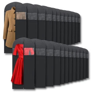 60" Black Garment Bags Suit Cover for Travel, Dresses, Coats, Storage 24 pack - Picture 1 of 6