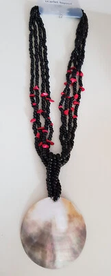 Perlchenkette Anhänger Perlmutt Muschel Nuggets rot creme S 4 - Bild 1 von 4