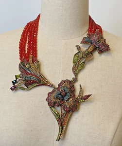 HEIDI DAUS- "Floral Artistry" Swarovski Crystals Rare Statement Necklace -G136 - Picture 1 of 11