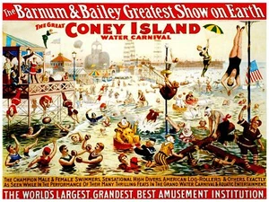7881.Barnum and bailey.great coney island.people swimming.POSTER.art wall decor - Picture 1 of 1
