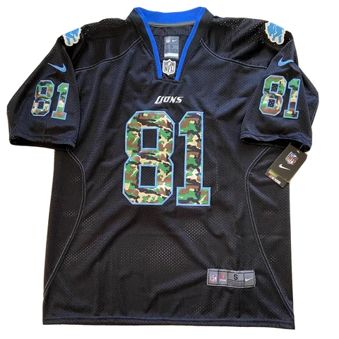 NEW Nike Calvin Johnson Detroit Lions NFL Football Black Camo Jersey Mens Small Cover