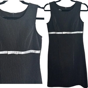 Vintage Y2k Black + White Pinstriped Fitted Mini Dress - Picture 1 of 6