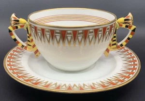 Richard Ginori Set Piattini Tazza Khedive Doppio Manico Italia Antico Egizio - Foto 1 di 11