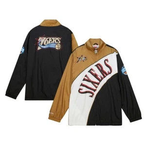 Chaqueta cortavientos Mitchell & Ness Philadelphia 76ers arqueada retro forrada mediana - Imagen 1 de 4